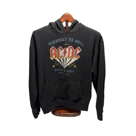 ACDC Sweatshirt Womens L Black Highway to Hell Pullover Punk Rock Grunge - Picture 1 of 5
